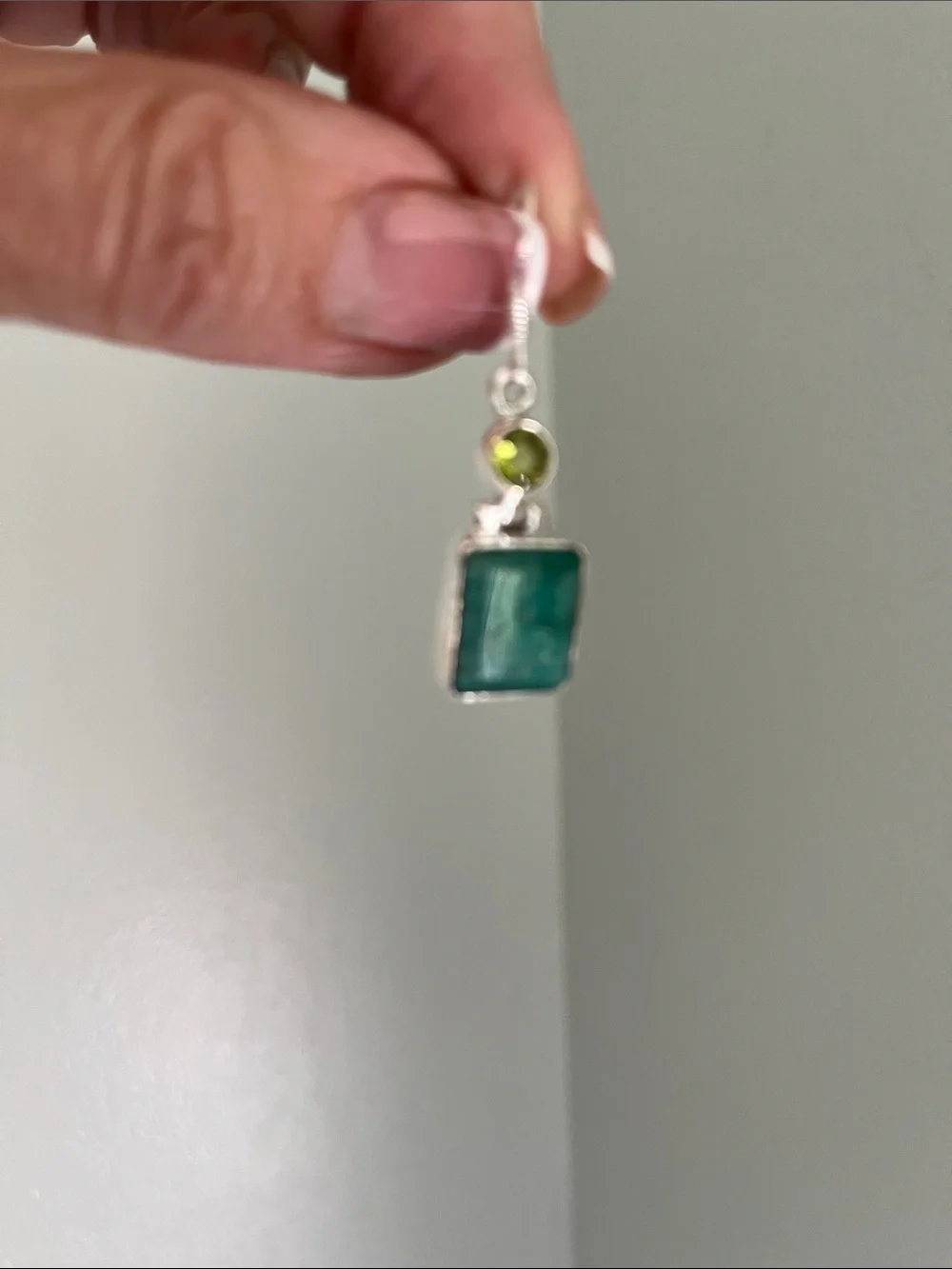 Raw Emerald Silver Drop Earrings